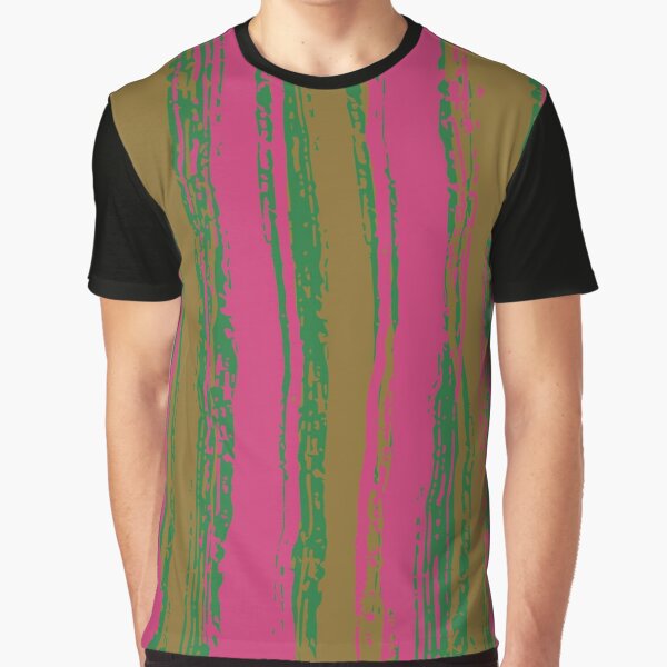 Magenta & Green Stripes Graphic T-Shirt