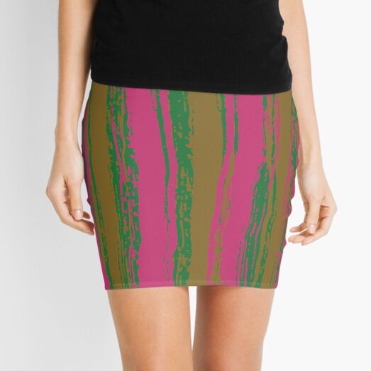 Magenta & Green Stripes Mini Skirt