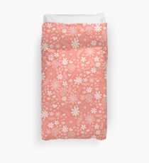 Cute Florals in Coral Pink Duvet Cover