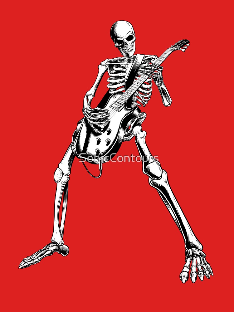 Skeleton Bones Dead Electric Guitar Player T Shirt For Sale By