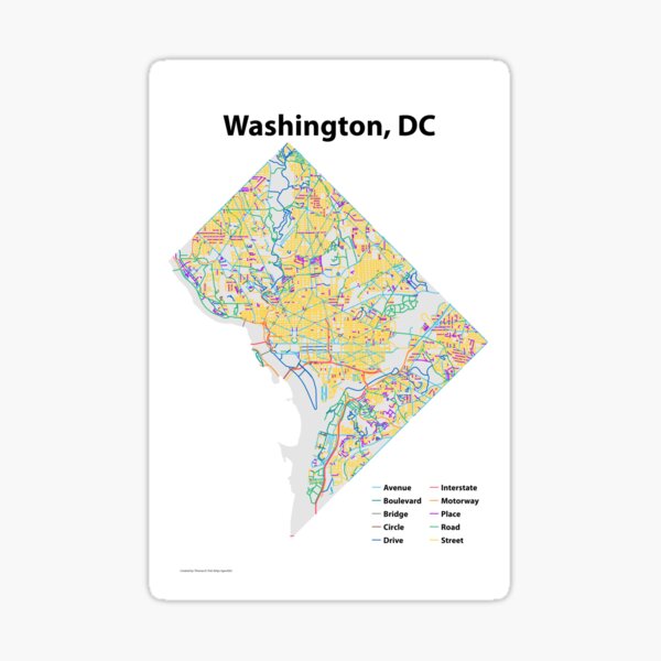 Washington, DC Streets Map Sticker