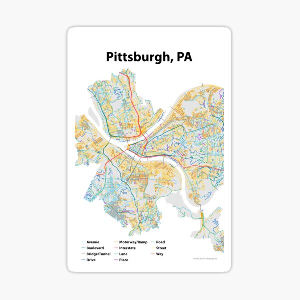 Pittsburgh, PA Streets Map Sticker