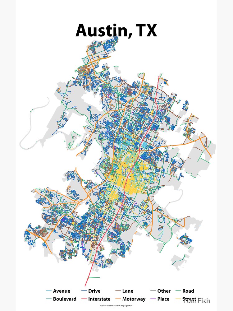 "Austin, TX Streets Map" Sticker for Sale by Guerillero Redbubble
