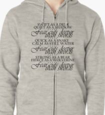 Game of Thrones Arya Fear Cuts Deeper Than Swords Zipped Hoodie