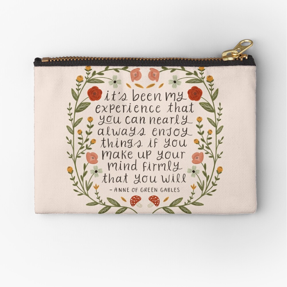 Anne of Green Gables "Enjoy Things" Quote Zipper Pouch