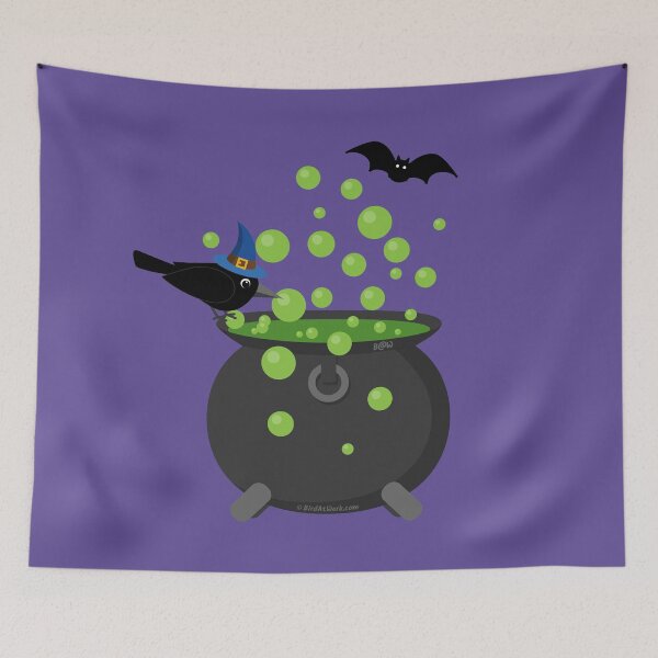 Item preview, Halloween: Crow Looking into a Bubbling Cauldron designed and sold by BirdAtWork.