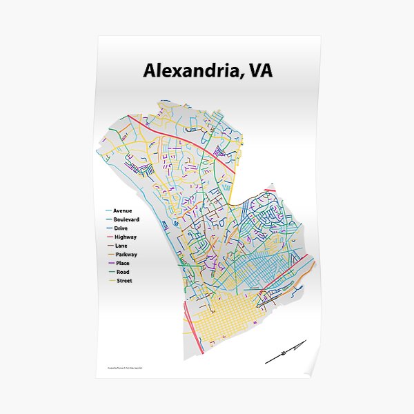 Alexandria, VA Streets Map Poster
