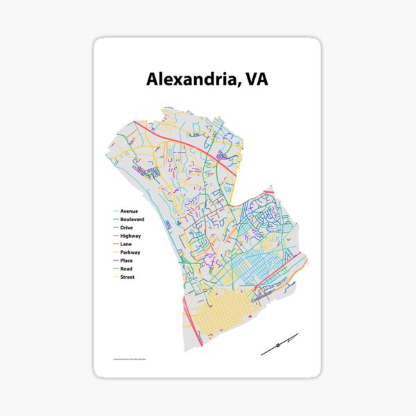 Alexandria, VA Streets Map Sticker