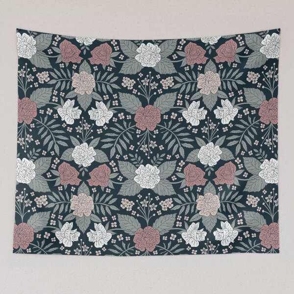 Item preview, Mauve, Pink, Blue, White & Navy Floral Pattern designed and sold by somecallmebeth.