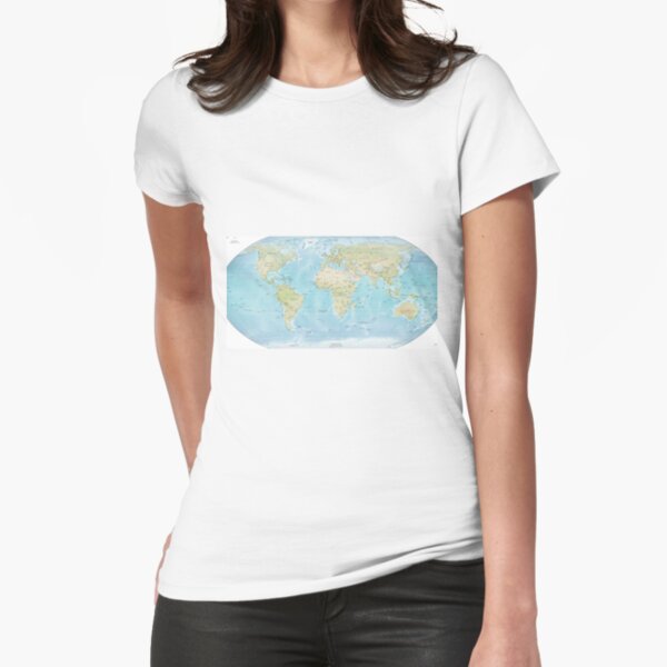 Physical Map of the World 2015 Fitted T-Shirt