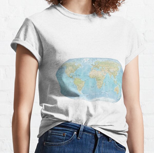 Physical Map of the World 2015 Classic T-Shirt