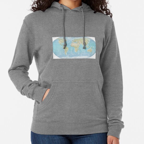 Physical Map of the World 2015 Lightweight Hoodie