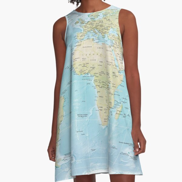 Physical Map of the World 2015 A-Line Dress