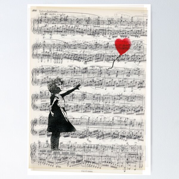 Artikel-Vorschau von Banksy Balloon Girl Vintage Music Sheet Art, Street Urban Graffiti, designt und verkauft von HoneymoonHotel.