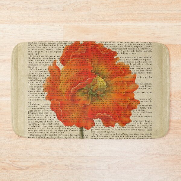 Item preview, Botanical print, on old book page - poppies designed and sold by Art by Lilia.