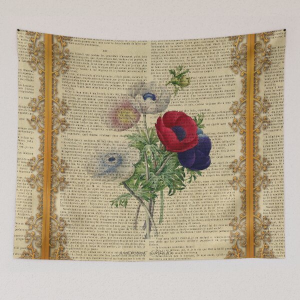 Item preview, Botanical print, on old book page - poppies designed and sold by Art by Lilia.
