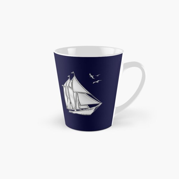 Chrome Style Nautical Sail Boat Applique Tall Mug