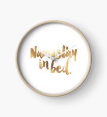 Namastay In Bed Gold & White Clock