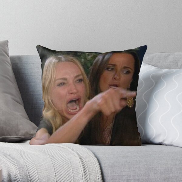 Woman Yelling At A Cat Meme Throw Pillow