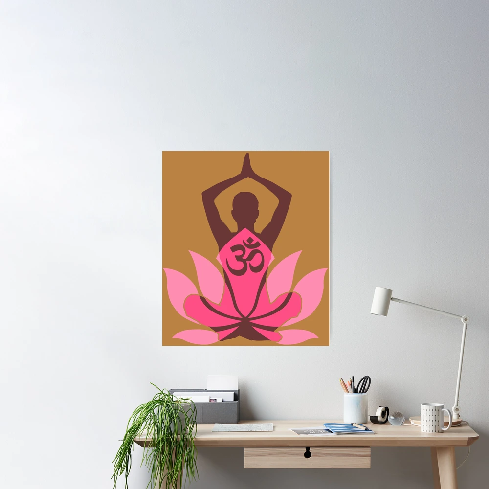 Yoga Practice Concept with Female Meditating in Lotus Pose and Lotus Flower  Abstract Background Decoration. Stock Vector - Illustration of fitness,  lotus: 114213103