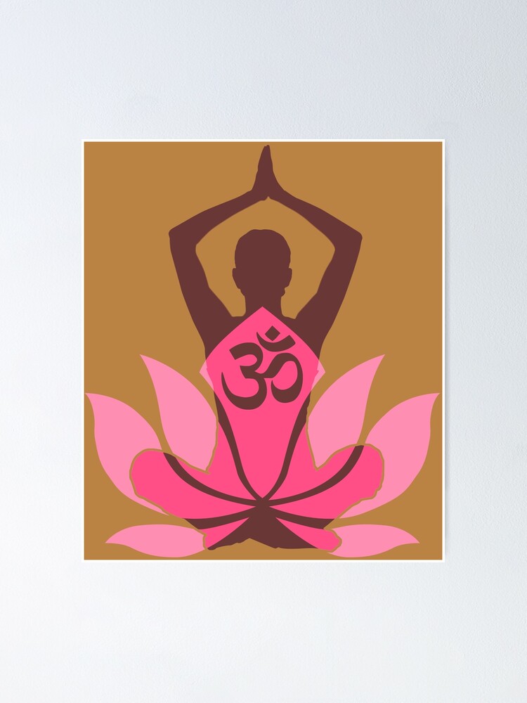 OM Namaste Yoga Pose Lotus Flower | Poster