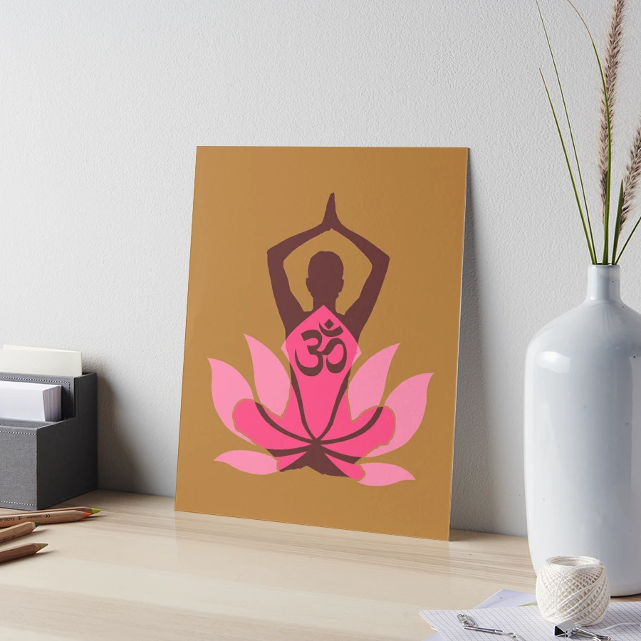 OM Namaste Yoga Pose Lotus Flower