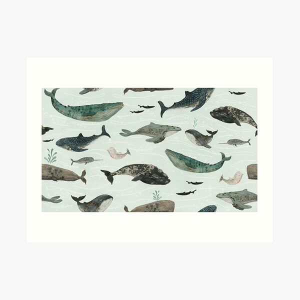 Tattooed Whales Art Print