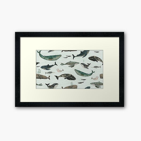 Tattooed Whales Framed Art Print
