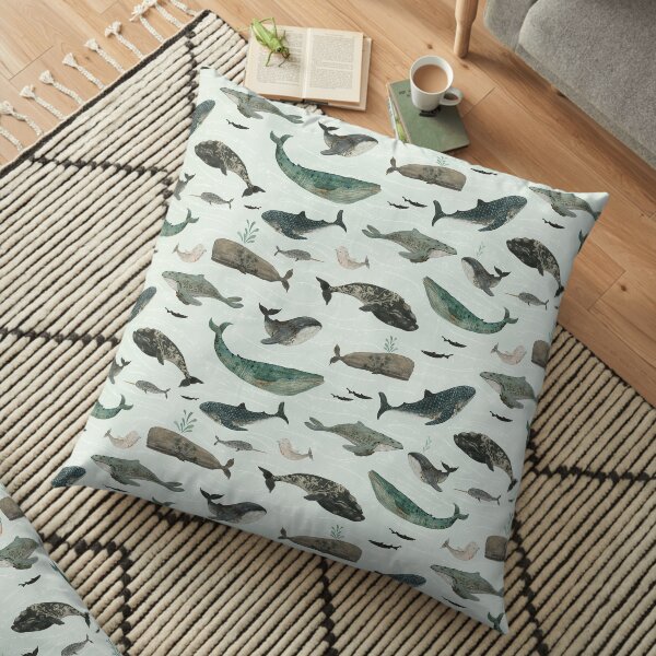 Tattooed Whales Floor Pillow