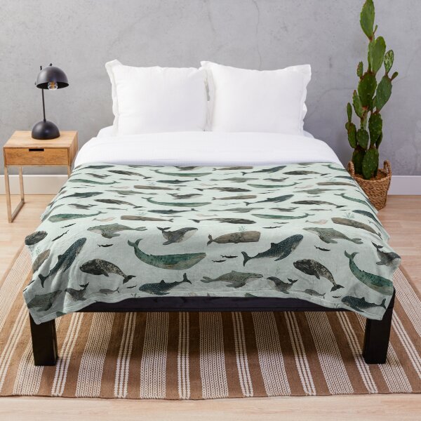 Tattooed Whales Throw Blanket
