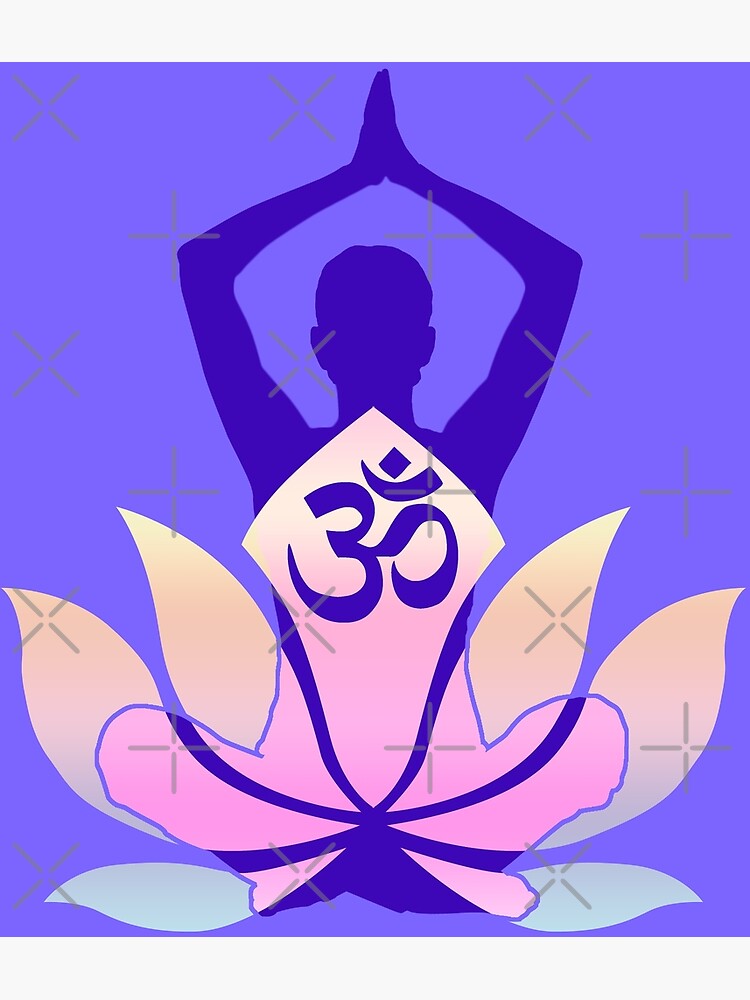 man Meditation or doing yoga in the Lotus position on Lotus flower  background. Lotus position simple pictogram. Yoga pose logo illustration.  meditating silhouette with chakra and lotus on colored back Stock Vector |