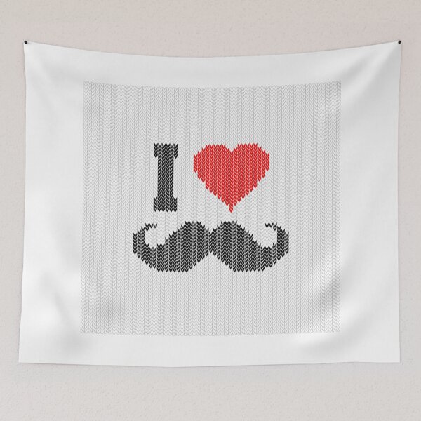 Item preview, I Love Mustache in Knitting Motif Style designed and sold by Garaga.