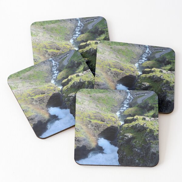 Item preview, Troll Road and Waterfall with Rainbow Norway designed and sold by LivingArtBrenda.