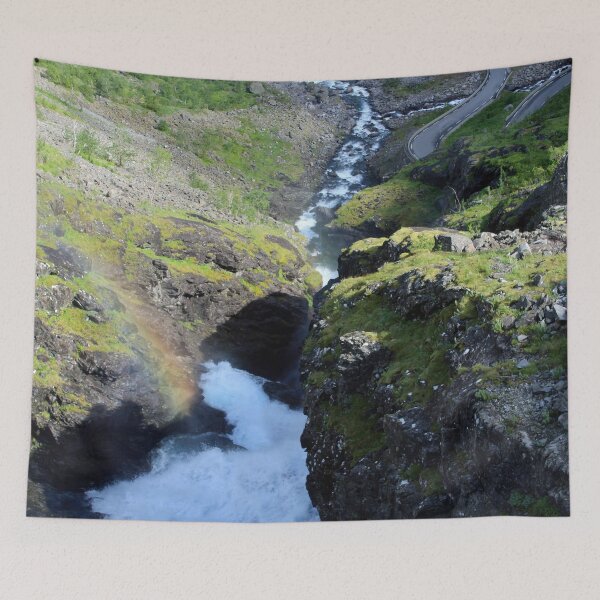 Item preview, Troll Road and Waterfall with Rainbow Norway designed and sold by LivingArtBrenda.