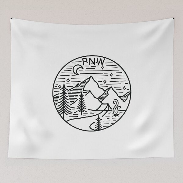 Item preview, PNW Pacific Northwest Oregon Washington Geometric Mountain Trees Stars Moon Design designed and sold by fernandopolania.