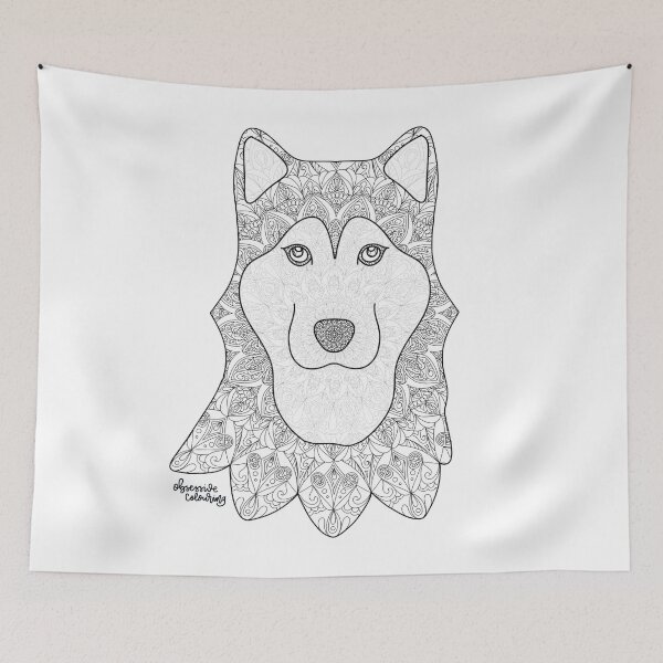 Item preview, Siberian Husky Mandala Art by Obsessive Colouring designed and sold by Obsessive Colouring.