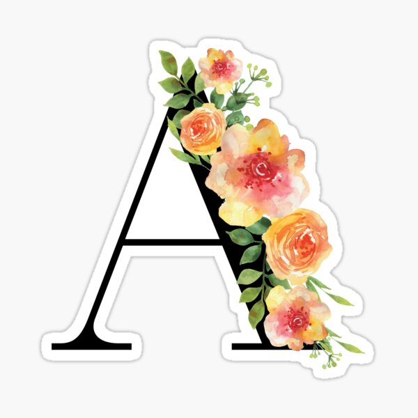 "Tropical Floral Letter A" Sticker for Sale by BuffyDesign Redbubble