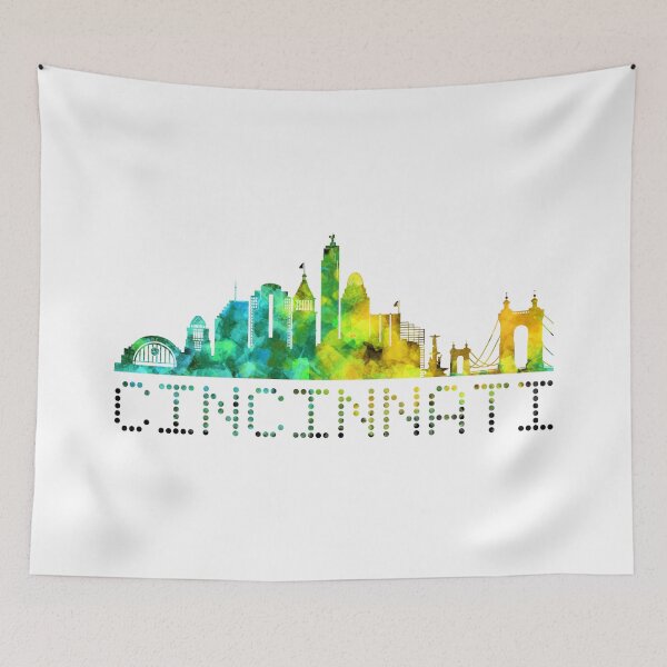Item preview, Cincinnati Skyline Letters Green and Yellow designed and sold by Olivia Ossege.