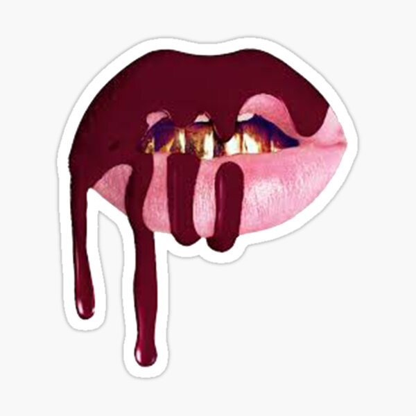 maroon & light pink Kylie lips Sticker