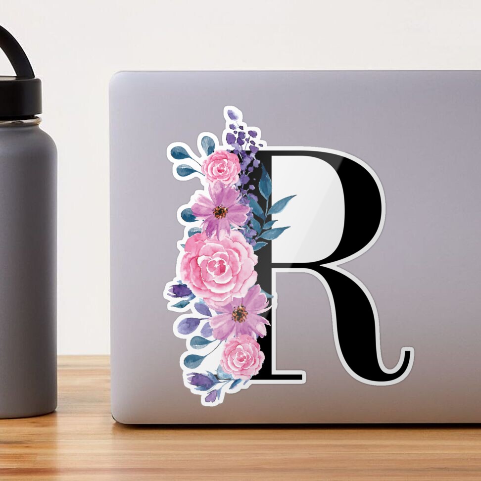 Letter R Sticker, Flower Initial Stickers, Waterproof Stickers for Water  Bottles, Flower Alphabet Vinyl Stickers, Floral Decals for Tumblers 