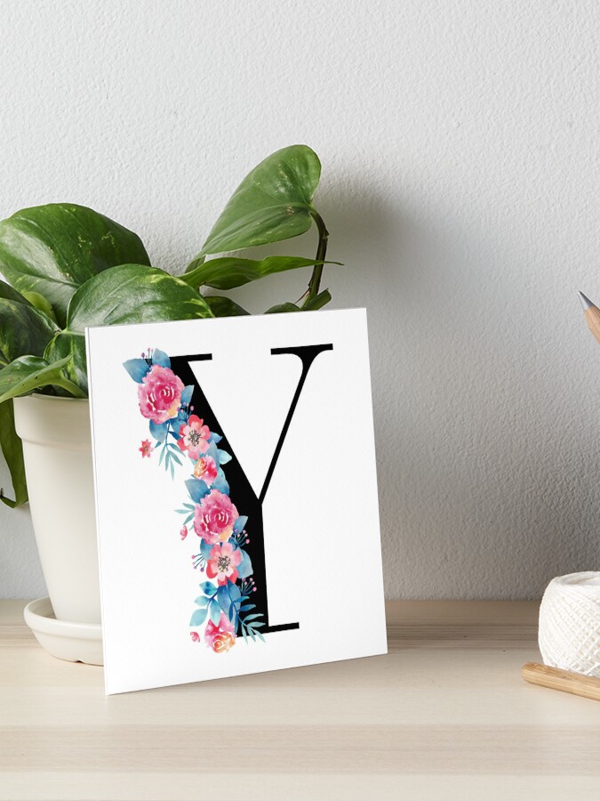 Pink Floral Letter Y | Art Board Print