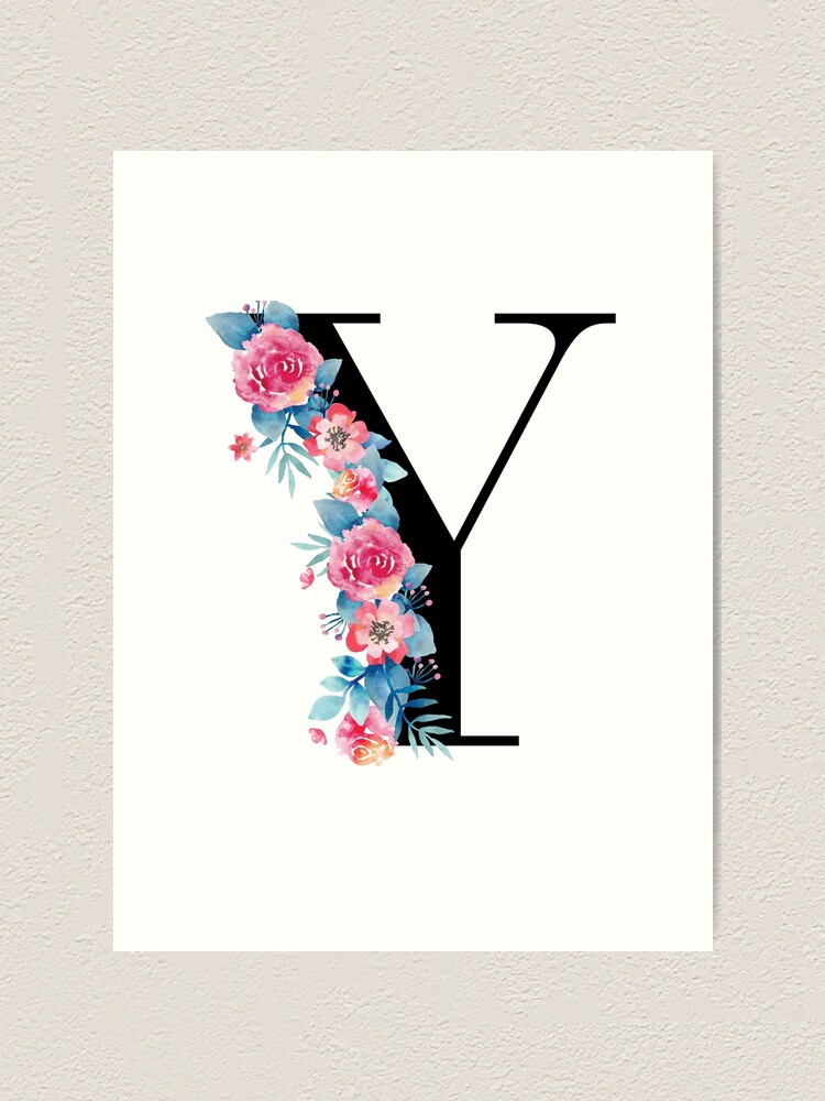 Pink Floral Letter Y