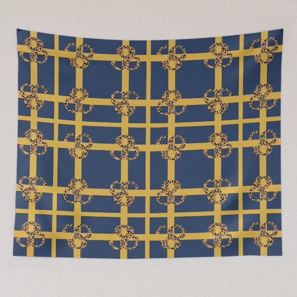 Item preview, Leopard Check Mixed Pattern Print I - Yellow / Navy Blue designed and sold by IFOM.