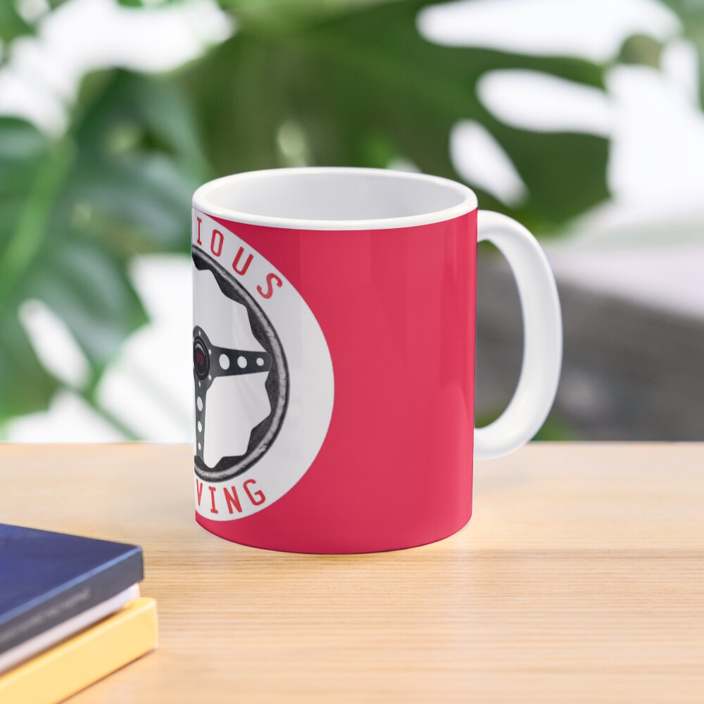 Furious Driving logo - White racing number circle background Mug