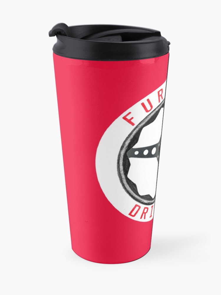 Alternate view of Furious Driving logo - White racing number circle background Travel Mug