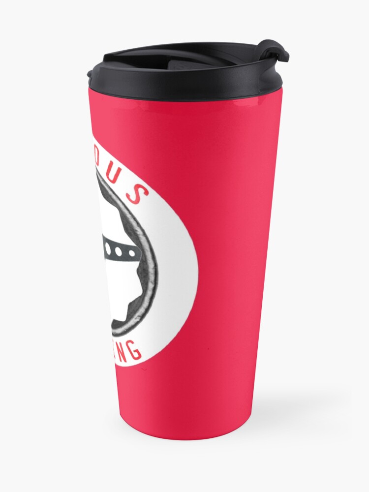 Alternate view of Furious Driving logo - White racing number circle background Travel Mug