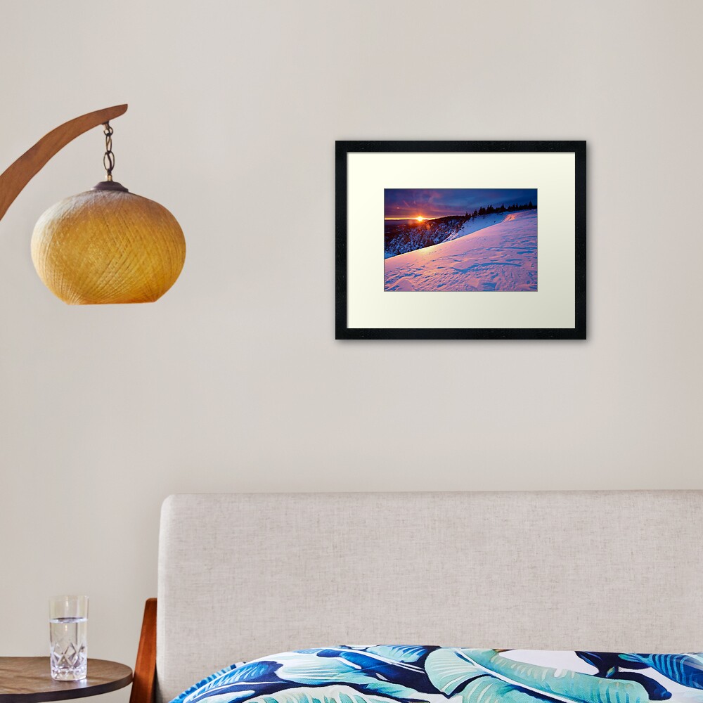 Impression encadrée « Lever de soleil en hiver au-dessus du Lac Blanc»