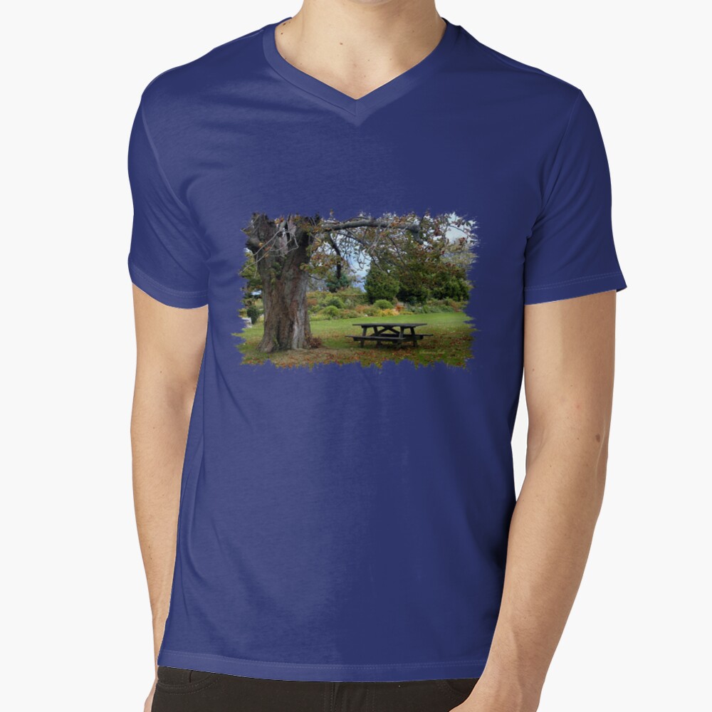 Picnic Table under an Ancient Tree V-Neck T-Shirt