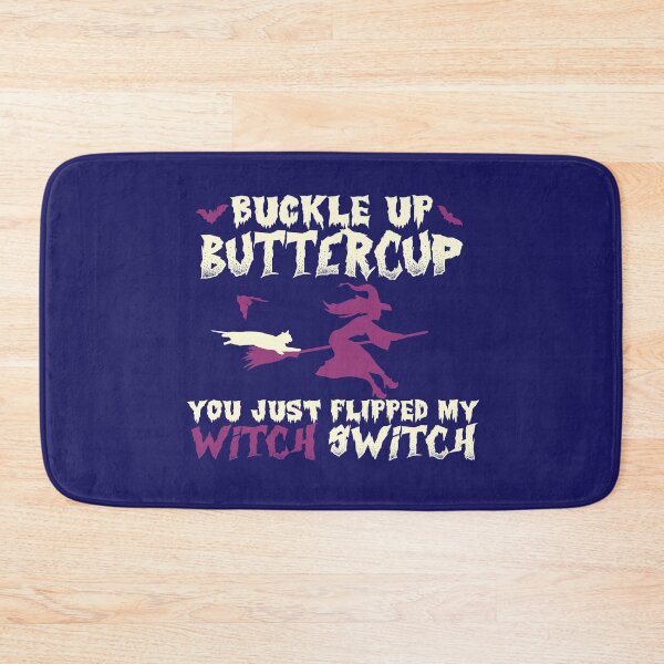 Item preview, Funny Halloween Buckle Up Buttercup You Just Flipped My Witch Switch Flying witch with cat designed and sold by alenaz.
