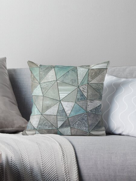 Artikel-Vorschau von Aquamarine und graue Dreieck-Buntglas-Art, designt und verkauft von artsandsoul.
